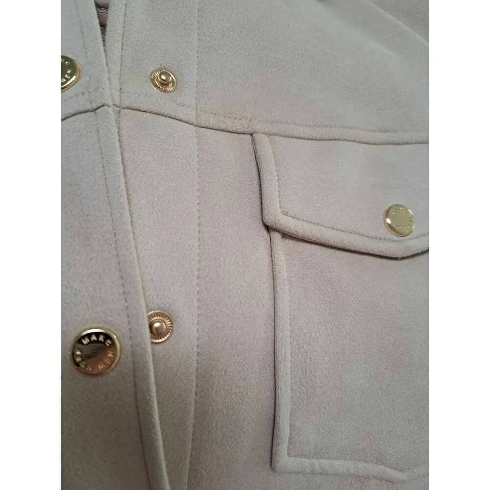 Marc New York Beige Suede Long Shirt Jacket With Button-Front Size XS - Picture 6 of 12